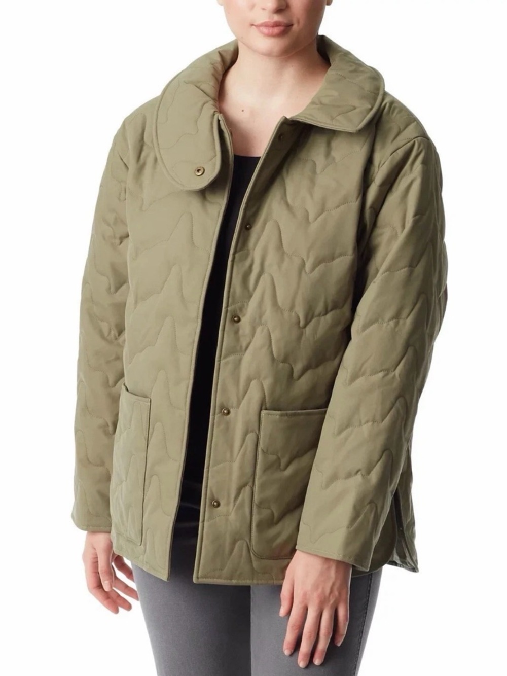 Bass Outdoor Women's Quilted Long Sleeve Jacket in Deep Lichen Green, Size S NWT